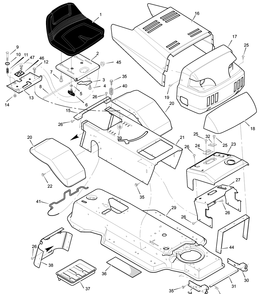 Chassis And Hood Diagram and Parts List for 387001X00A 2003 Briggs and Stratton Lawn Tractor